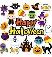 54 Pieces Halloween Cutouts Pumpkin Spider Ghost Witch Cutouts Classroom Decoration Happy Hallowe...