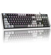 Gaming Keyboard, Rainbow Backlit LED Wired Gaming Keyboard with Clear Housing and Double-Shot Key...