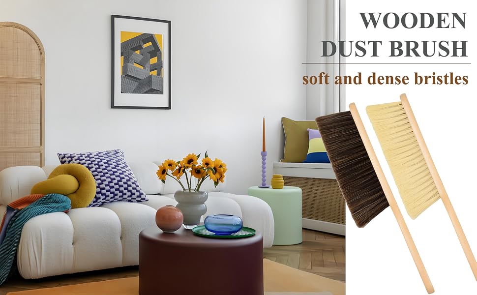 2 Pieces Woooden Dust Brush Hand Broom Bench Brush