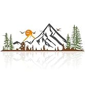DICYWUDI Colorful Metal 15.7 x 5.3 inch Mountain Wall Decor – Minimalist Wall Art for or Indoor K...