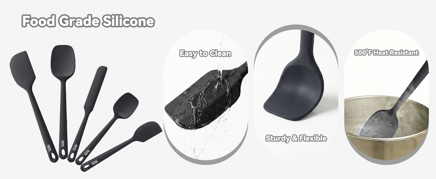 Silicone utensils for cooking, kitchen spatula set silicone, silicone bowl scraper, mixing spoons