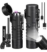 Scotte Plasma Windproof Arc Lighter Electric Lighter and LED Flashlight - 2 in 1 (Black)/5 in 1 M...