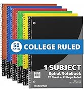 Trail maker Bulk Notebooks (50 Pack), One Subject Notebooks College Ruled, 70 Sheets,Spiral Bulk ...