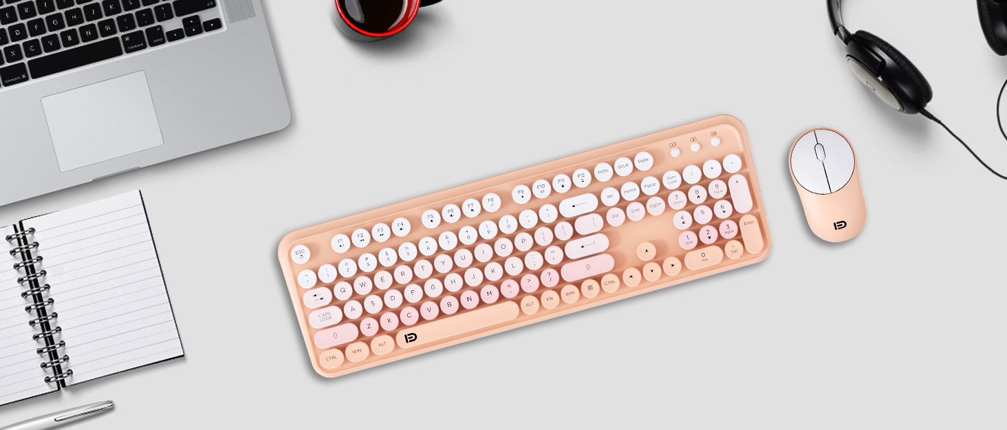 retro round key keyboard and mouse wireless