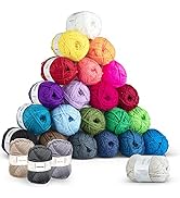 CraftBud Acrylic Yarn Skeins 24 x 50g - 2400 Yards - Yarn for Crocheting - Soft Crochet Yarn for ...