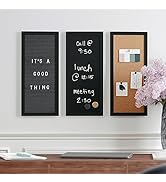 Martha Stewart Everette Cork Board, Chalk Board, Letter Board Set with Included Push Pins, Magnet...