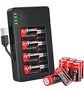 CR123A Rechargeable Batteries 8 Packs, 3.7V Lithium Rechargeable Batteries with Charger for Arlo ...