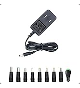 12V 1A 0.8A 0.5A 5FT Power Supply Adapter 12W AC DC Adapter with 5.5 x 2.1mm Plug and 9 Interchan...