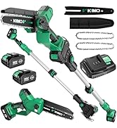 KIMO 2-IN-1 Electric Pole Saws for Tree Trimming, 8" Mini Chainsaw Cordless, 16FT Max Reach Exten...