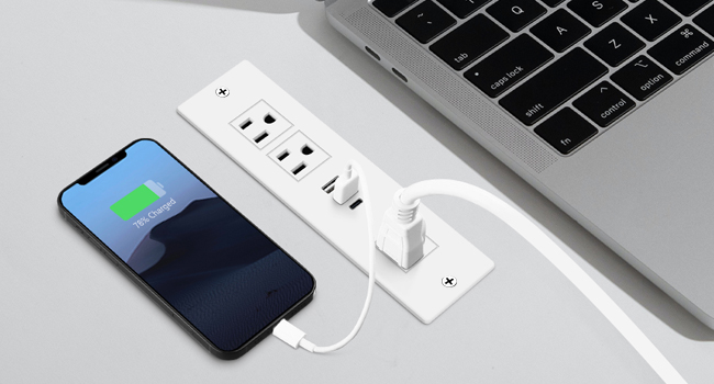 Flush Mount Desk Outlet White