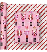 ZDSPIDE Reversible Pink Christmas Wrapping Paper Roll – 17 in x 32.8 ft Premium Gift Wrap with Nu...