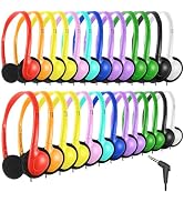 Bulk Class Set Headphones 30 Pack for Classroom Students Kids,Adjustable School Earphones On Ear ...