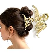 Gold Pearl Hair Claw Clips for Women, Large Non-Slip Strong Hold Hair Clips, Elegant Metal Hair J...