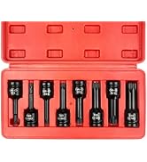 YIYITOOLS 8Pcs 1/2 “ Drive Impact Torx Bit Socket Set(T30-T80),Cr-Mo Steel for Automotive Mainten...