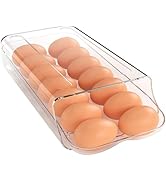theaoo Plastic Clear Egg Holder | Automatic Rolling, Stackable, Quick Removable inner Tray
