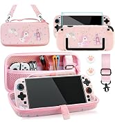 PAWDIARY Pink Switch 2 Carrying Travel Bag of Unicorn, with Cute Protective Case Hard PC Cover fo...