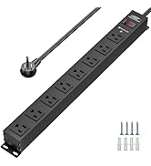 CRST 8 Outlet Metal Heavy Duty Power Strip with Switch, 15A/1875W Mountable Power Strip Surge Pro...