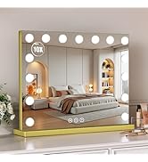 Bearolve Vanity Mirror with Lights, 23"×18" Large Hollywood Makeup Mirror with 15 Dimmable Bulbs,...
