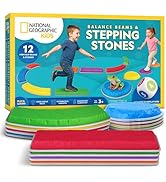 National Geographic Kids Stepping Stones &amp; Balance Beams – 12 Piece Obstacle Course for Kids Ages...