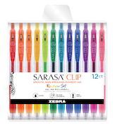 Zebra Pen Sarasa Clip gel retractable pens in packaging, Rainbow Colors, 12 Pack