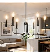 Phaosio Farmhouse Chandelier, 6-Light Metal Hanging Ceiling Light Fixture for Dining Room, Kitche...