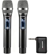 Wireless Microphone with AI Auto Match Channel, Professional Updated 2.4GHz Rechargeable 2 Pcs Mi...