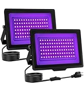 uwiner 2 Pack 60W LED Black Light IP66 Waterproof,Blacklight with Plug+Switch, Flood Light for Gl...