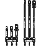 WORKPRO 6-Piece Socket Adapter Extension Set, 1/4, 3/8, 1/2-Inch Drive, 1/4-Inch Hex Shank, 2.6, ...