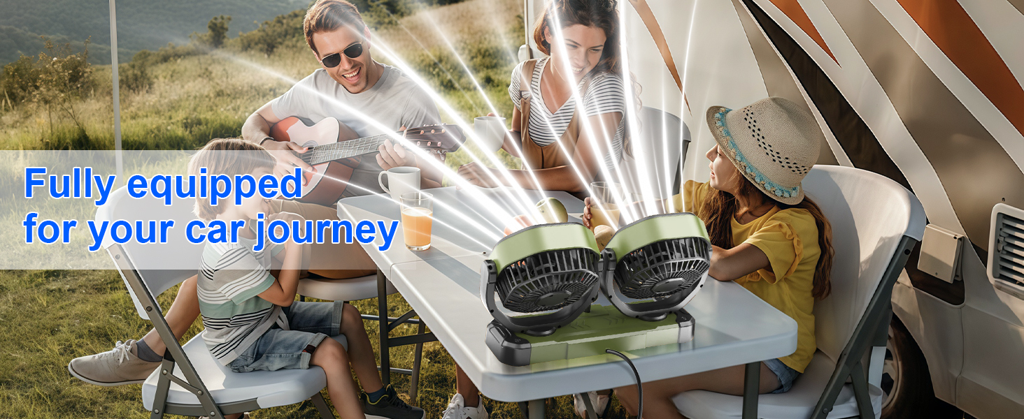 5V USB/12V/24V Dual Head Car Cooling Fan for Dashboard