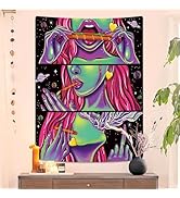 Trippy Tapestry Blacklight Weed Tapestry for Stoners Weed Decor Marijuana Cannabis Smoking Tapest...