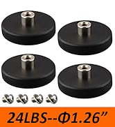 MUTUACTOR 4Pack 24lbs Rubber Coated Magnet,Anti-Slip Rare Earth Neodymium Pot Magnets M4 Female T...