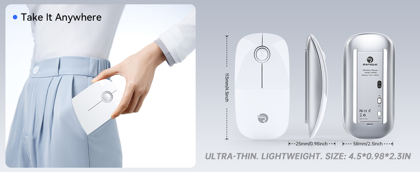 R306C USB C Wireless Mouse for Macbook, iPad, Chromebook