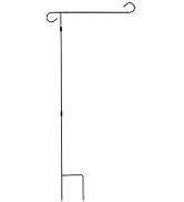 G128 - Garden Flag Stand Flagpole, Black Wrought Iron Small Flag Stand for Yard Garden Flag Pole ...