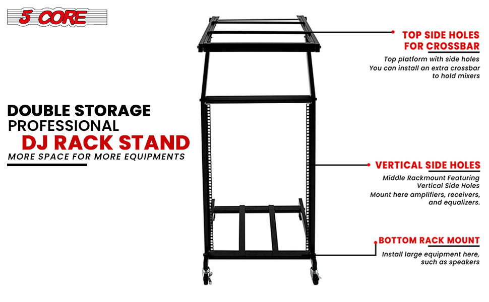 DJ Mixer Stand, Rack Mount Rolling Stage Cart, audio mixer stand, mixer stand music, dj stands