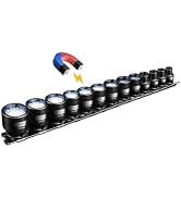 BLACKROBOT 3/8" Drive Magnetic Impact Socket Set, 13-Piece Shallow Socket Set with Storage Rail, ...