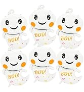 6 Pieces 30 Inches Large Halloween Ghost Foil Balloons, Cute White Ghost Mylar Balloons for Trick...