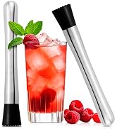 2 Pcs Bar Muddler for Cocktails – 8" Stainless Steel Cocktail Muddler for Lemonade, Essential Bar...