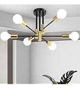 Phaosio Modern Sputnik Chandelier Ceiling Light Fixtures, 6-Lights Mid Century Industrial Metal S...