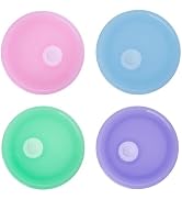 TERESRY 4 Pack Acrylic Lids for Glass Cups with Straw Hole, 2.75inch/70mm Acrylic Lids for 16OZ B...