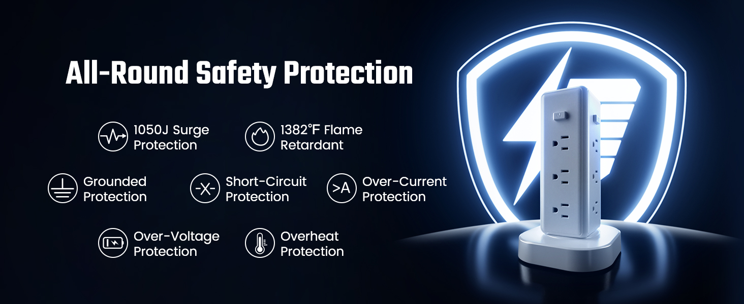 safety protection power tower with usb ports