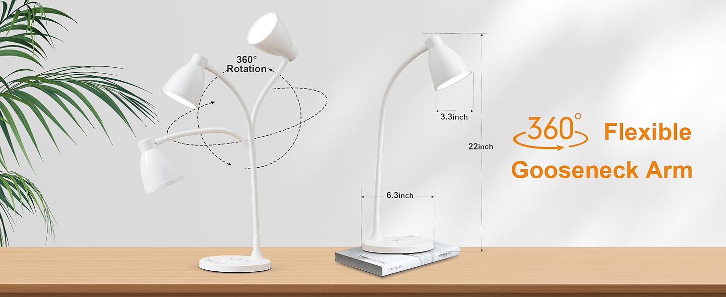 Desk Lamp for Office LED Desk Light USB Charging Ports Bedside Table Lamp for College Dorm Room