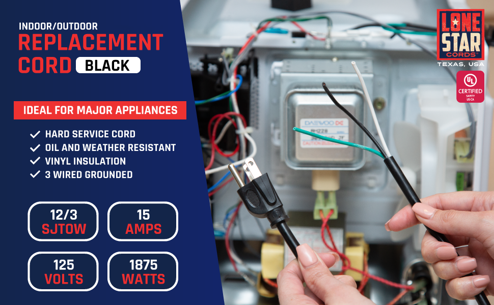 Black replacement cord