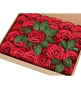 Code Florist Artificial Foam Roses 30pcs with Leaves and Stems for Wedding Bridel Shower Bouquets...