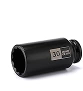 EMENTOL 1/2 Inch Drive Deep Spindle Axle Nut Impact Socket, CR-MO, 12 Point, Metric, Deep 12PT Im...