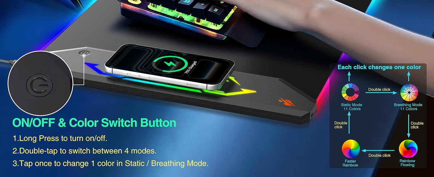 RGB Gaming Mouse Pad with Wireless Charging
