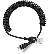 3FT iPhone 16 Plus Coiled Car Charger Cable, [Black] USB-C Coiled Cable for iPhone 16e/16/16 Plus...