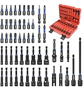 54-Piece Magnetic Nut Driver Set, Impact Drill Driver Bit 1/4", Metric &amp; SAE Nut Drivers for Impa...