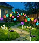 Upgraded 4 Pack Solar Easter Egg Lights Outdoor Waterproof, Multicolor Easter Swaying Firefly Lig...