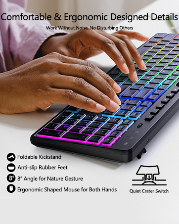 wireless keyboard and mouse with backlit