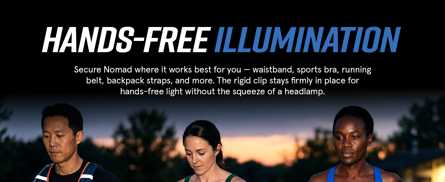 Hands-Free Illumination - Wear Nomad where it works best for you.